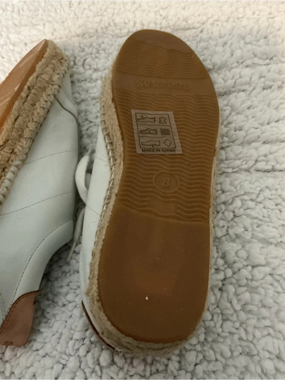 Soludos Creamy White Women's Espadrille Sneaker with Natural Heel Accent